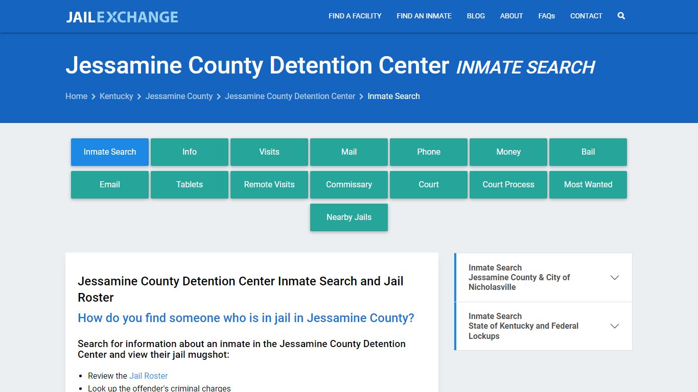 Jessamine County Detention Center Inmate Search - Jail Exchange